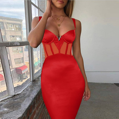 Summer Sexy Rayon Bandage Dress Black Party Night Club Bodycon Dress