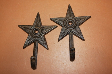 Rustic Northern Star Bathroom Decor Cast Iron Towel Hooks 6 inch W-2