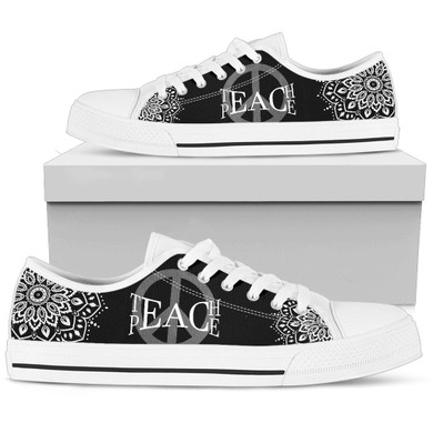 Teach Peace Mandala Boho Low Top Shoes