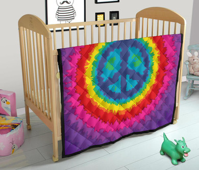 Tie Dye Peace Sign Hippie Premium Quilt