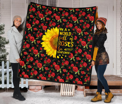 In A World Full Of Roses Be A Sunflower Hippie Quilt For Bedding