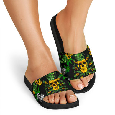 Pineapple Cannabis Skull Skeleton Slide Sandal
