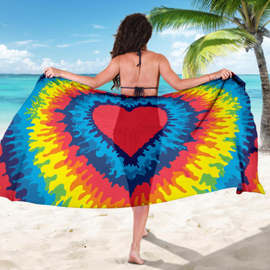 Heart Tie Dye Bikini Cover Travel Swim Sarong for women