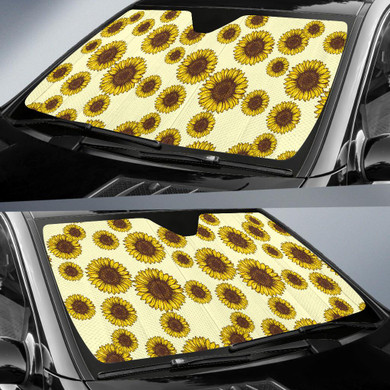 Sunflower Pattern Yellow Background Car Auto Sun Shades