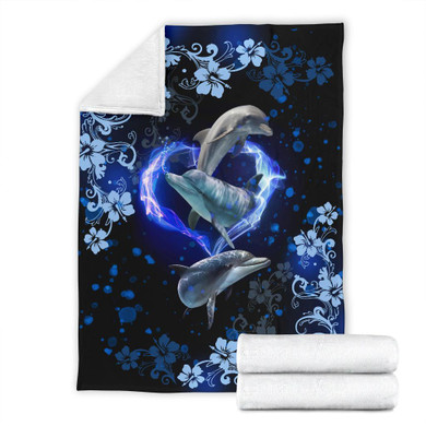 Amazing Dolphin Flower Premium Blanket