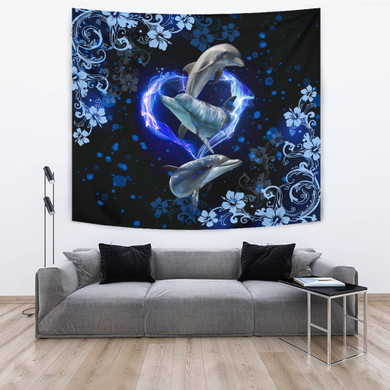 Amazing Dolphin Flower Tapestry