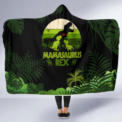 Mama Saurus Mother's Day Dinosaur Hooded Blanket