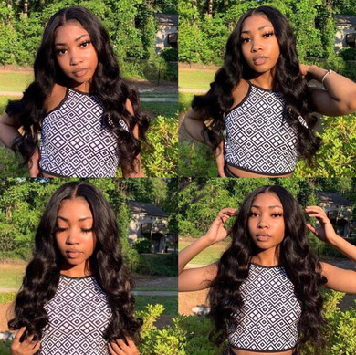 U Part Wig Body Wave Black Brazilian Half Wig 150% Density Human Hair Wigs