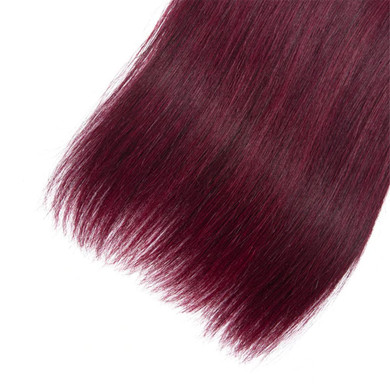 lumiere color 99j Straight Hair 4 Bundles With 4x4 Lace Closure Pre Colored human hair