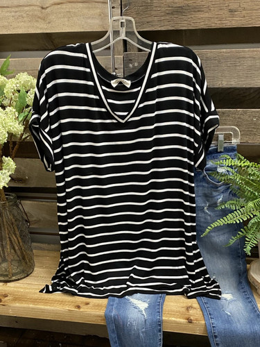 Fashionlinna Hot Sale Casual Short Sleeve Striped Tops