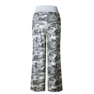 Hot Sale Women Causal Flower Print Pants Drawstring Wide Leg Pants