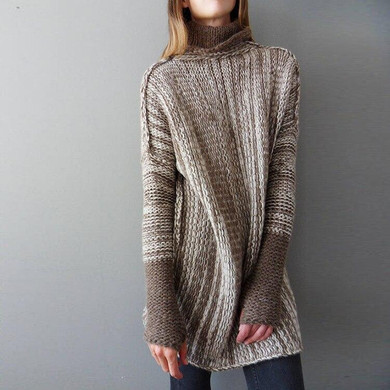 Women High Collar Fashion Loose Plus Size Sweaters
