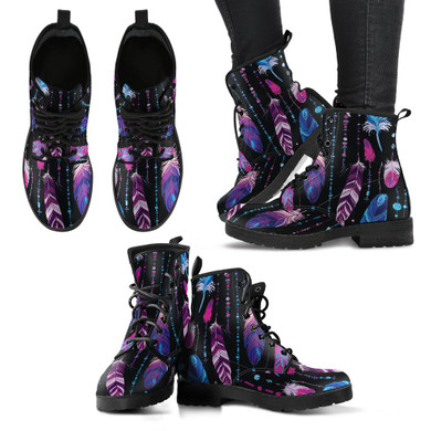 Ethnic Feathers Boots Women's Leather Boots