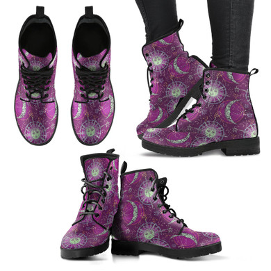 Sun and Moon Boots Purple Women's Leather Boots