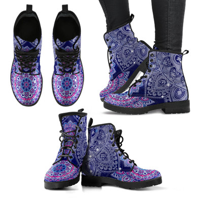 Lotus Bohemian Boots Mandala Hippie Women's Leather Boots