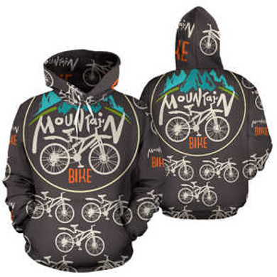 Mountain bike All Over Print Hoodie Pullover Sweatshirt Hooded