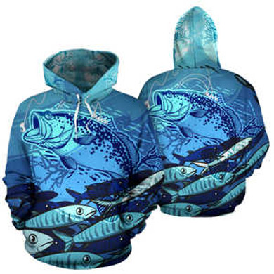 Fishing All Over Print Hoodie Pullover Sweatshirt Hooded