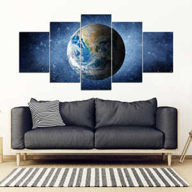 Earth Galaxy Canvas Wall Art - 5 Piece Framed Canvas
