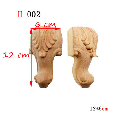 2Pcs/set  Wooden Furniture Legs Solid Wood Flower Carving TV Cabinet Seat sofa Feet No Painting Drop Ship