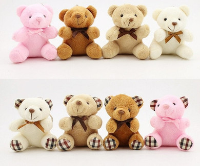 New 2Designs- Small 10CM Key chain Plush Bear Toys , Stuffed Animal DOLL TOY