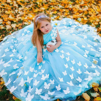 Flower Girl Dresses Tulle  Beading Appliqued Pageant Dresses For Girls First Communion Dresses Kids Prom Dresses