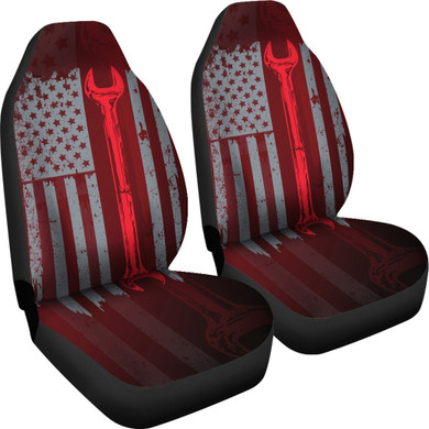 Mechanic Flag Car Seat Covers (set of 2)