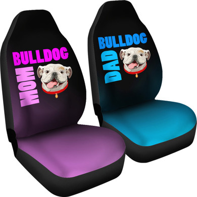 Bulldog Mom & Dad Car Seat Covers (set of 2) - bulldog bestseller