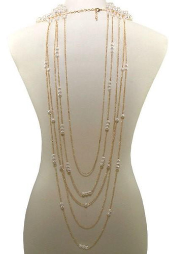 Multi-Layered Pearl Necklace Set With Ear Drop Pearl Hook Earrings Multi-Layered Pearl Necklace Set With Ear Drop Pearl Hook Earrings