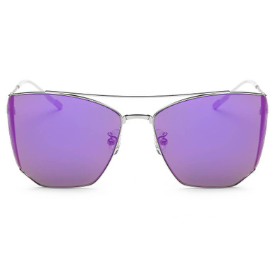 Unisex Oversize Polygon Mirrored Lens Cat Eye Sunglasses, 6 color choices
