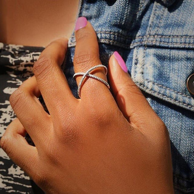 Sterling Silver Circle X Ring Size 8