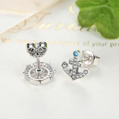 925 Sterling Silver Anchor & Rudder Earrings 925 Sterling Silver Anchor & Rudder Earrings