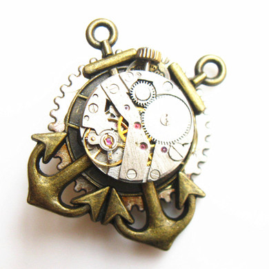 Steampunk Pocket Watch With Anchors Steampunk Pocket Watch With Anchors