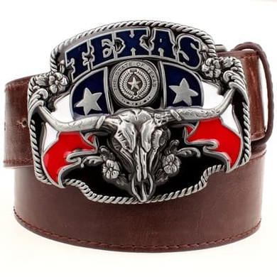 Skull Belt Buckle <br> Texas Skull Belt Buckle <br> Texas