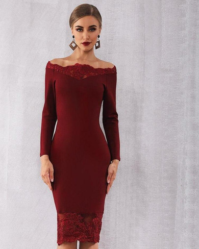 Elegant Off Shoulder Slash Neck Celebrity Party Black Bandage Bodycon Dress