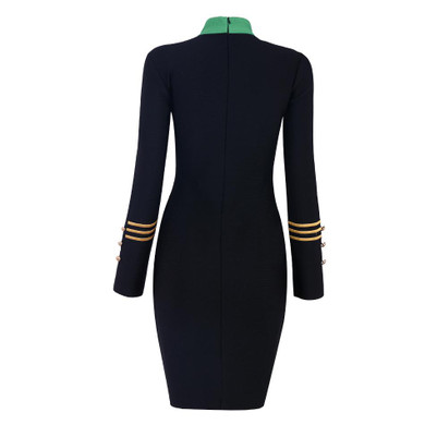 Embroidery Celebrity  Runway Bandage Black Bodycon Dress Embroidery Celebrity  Runway Bandage Black Bodycon Dress