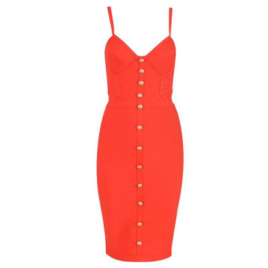 Elegant Sleeveless Gold Button Celebrity Party Bandage Bodycon Dress Elegant Sleeveless Gold Button Celebrity Party Bandage Bodycon Dress