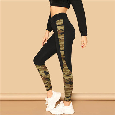 Women's High Waisted Army green Workout Camouflage Leggings