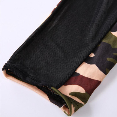 High Stretch Camouflage  High Waist Slim Elastic  Army Green Workout Leggings