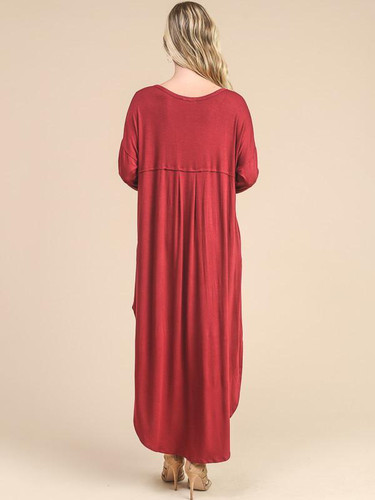 Casual Solid Color Split-side Maxi Dress