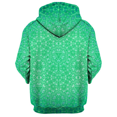 GREEN COSMIC STARGRID ZIP UP HOODIE