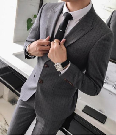 Men's Business Stripe Suit In 3 Colors Up to Size 4XL