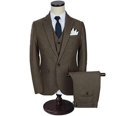 Men's Three Piece Solid Men's Wool Suit Up To Size 5XL