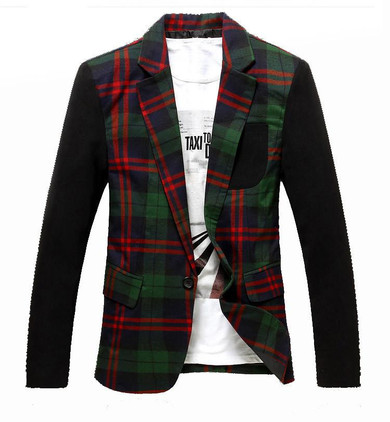Men's Plaid Patchwork Blazer
