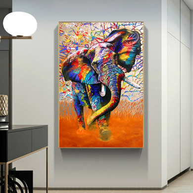 Colorful Elephant Street Art Graffiti Canvas