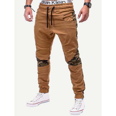 Men Contrast Camo Drawstring Waist Pants