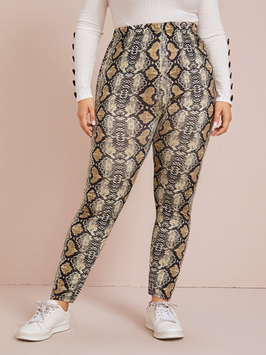 Plus Snakeskin Print Skinny Leggings