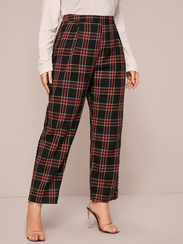 Plus Tartan Plaid Tapered Pants