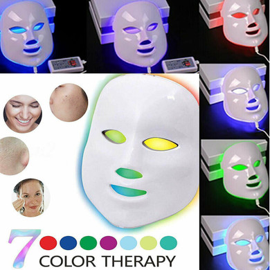 Photon Facial Mask Therapy - 192 LED Light 7 Colors - Rejuvenation Wrinkle Acne Removal