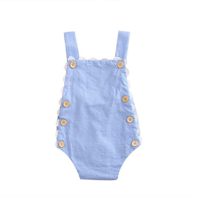 Newborn baby toddler girls backless striped bodysuits clothes summer sleeveless button kids girls boys sunsuit Outfits