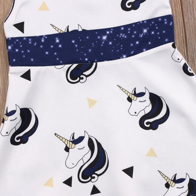 Newborn Baby Girls Dress Cute Unicorn Princess Dress Baby Girls Party Wedding Dress+Headband Set